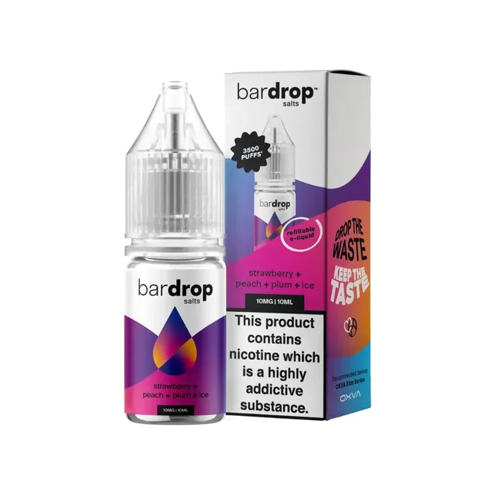 Bar Drop Strawberry Peach Plum Ice 10ml Nic Salt E-liquid